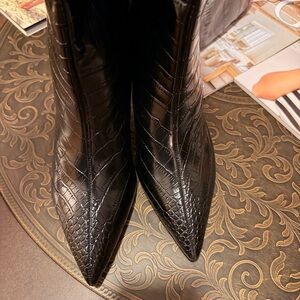 Steve Madden Black Croc-Embossed Knee-High Boots